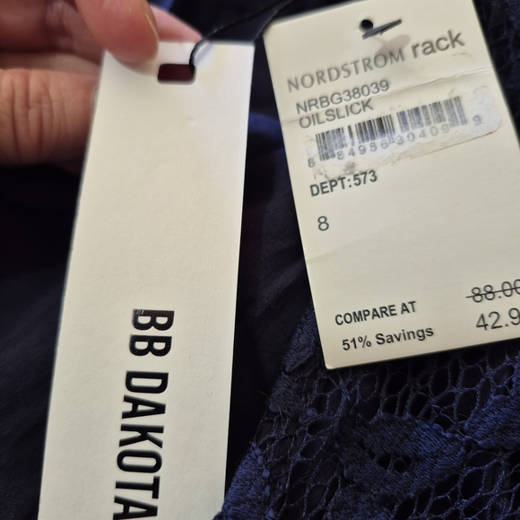 BB Dakota Elegant Navy Lace Dress - Picture 7 of 9